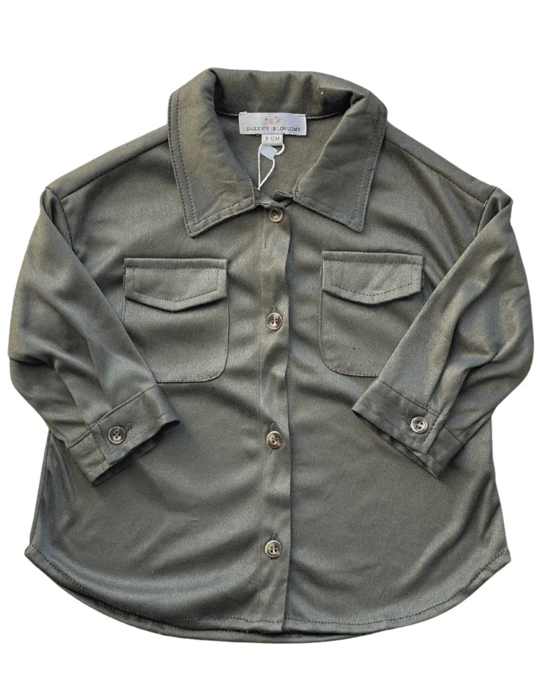 Button Down Shacket - Olive