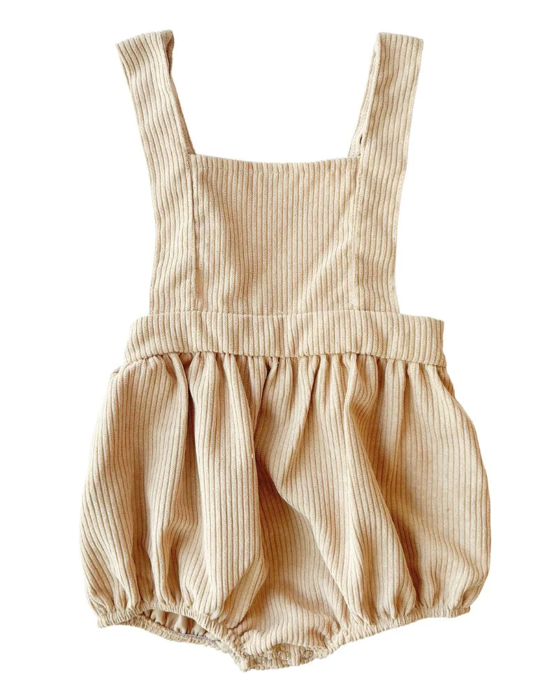 Dolly Suspender Bubble Romper - Sandrift Corduroy