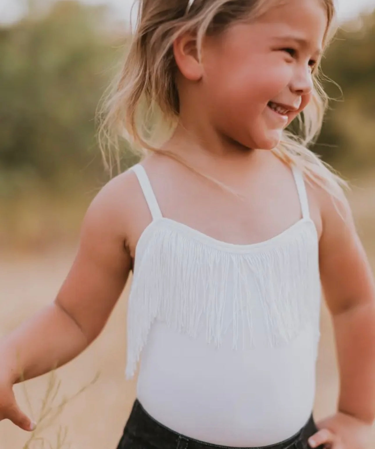Fringe Tank Leotard - White