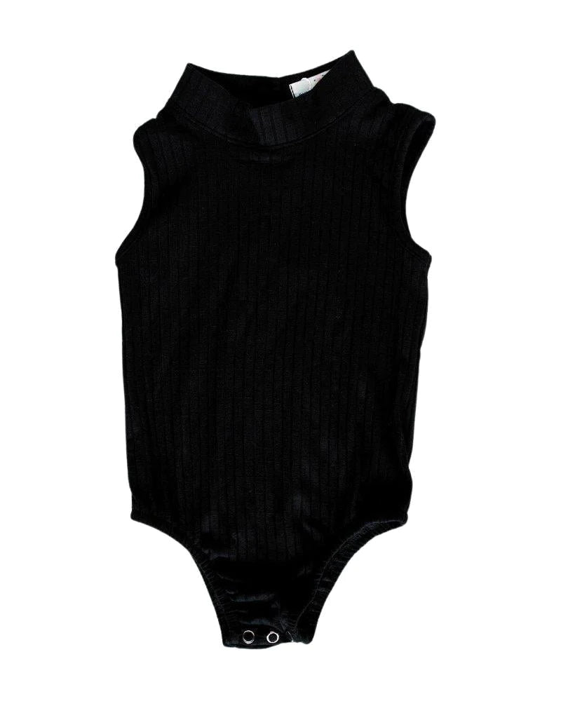 Kenli High Neck Ribbed Leotard - Black