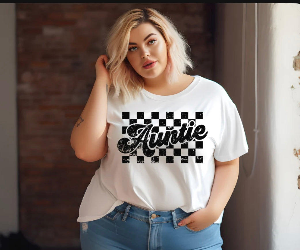 Adult - Screen Print - Auntie Checkered