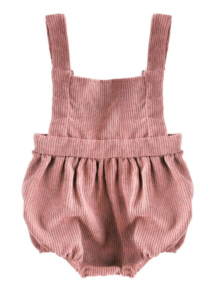 Dolly Suspender Bubble Romper - Dusty Rose Corduroy