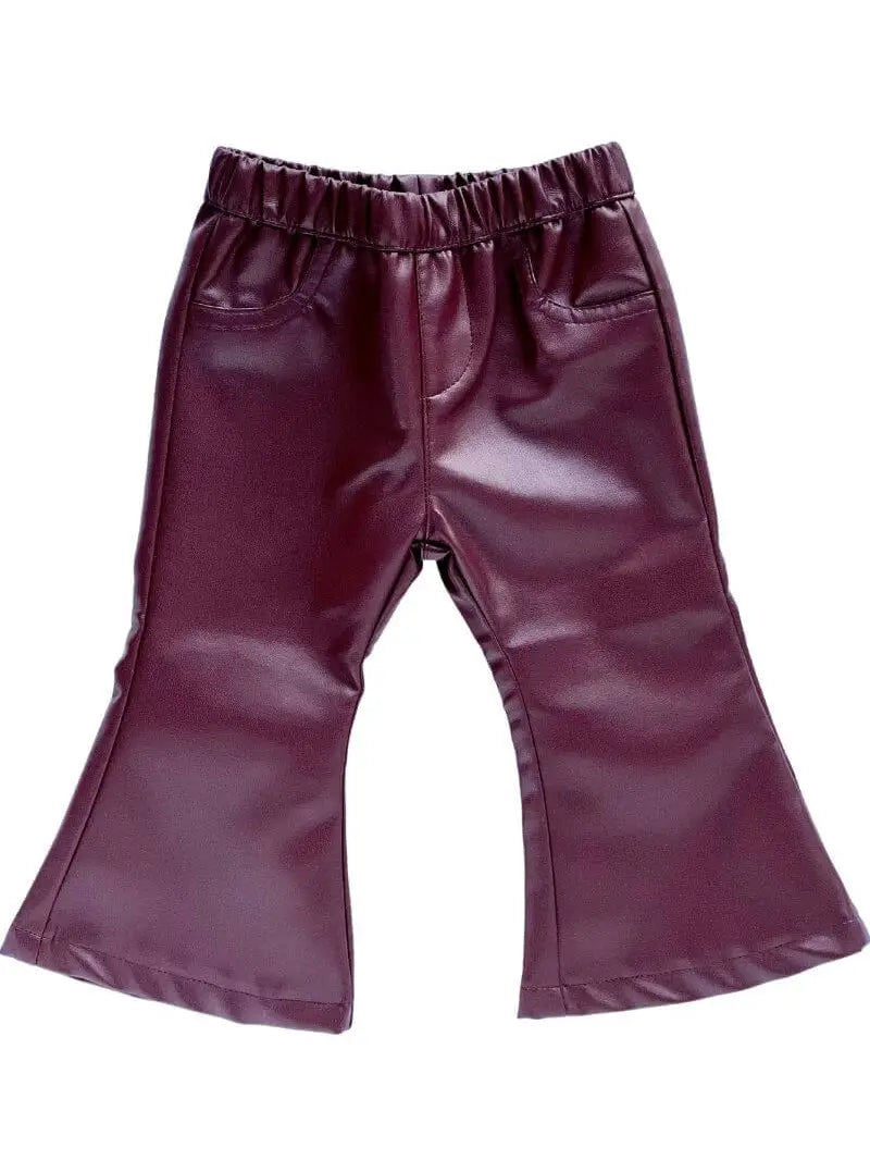Sophie Pleather Bell Bottoms - Wine
