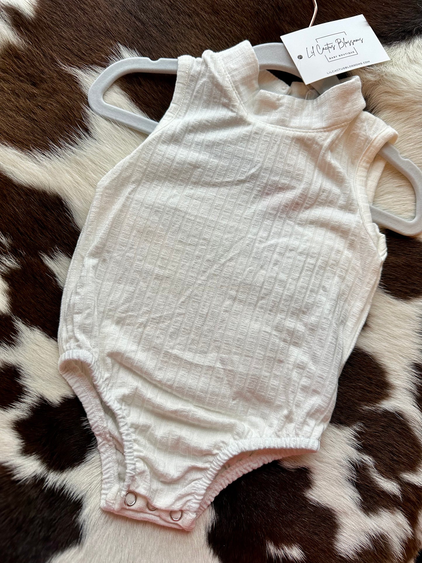 Kenli High Neck Ribbed Leotard - White