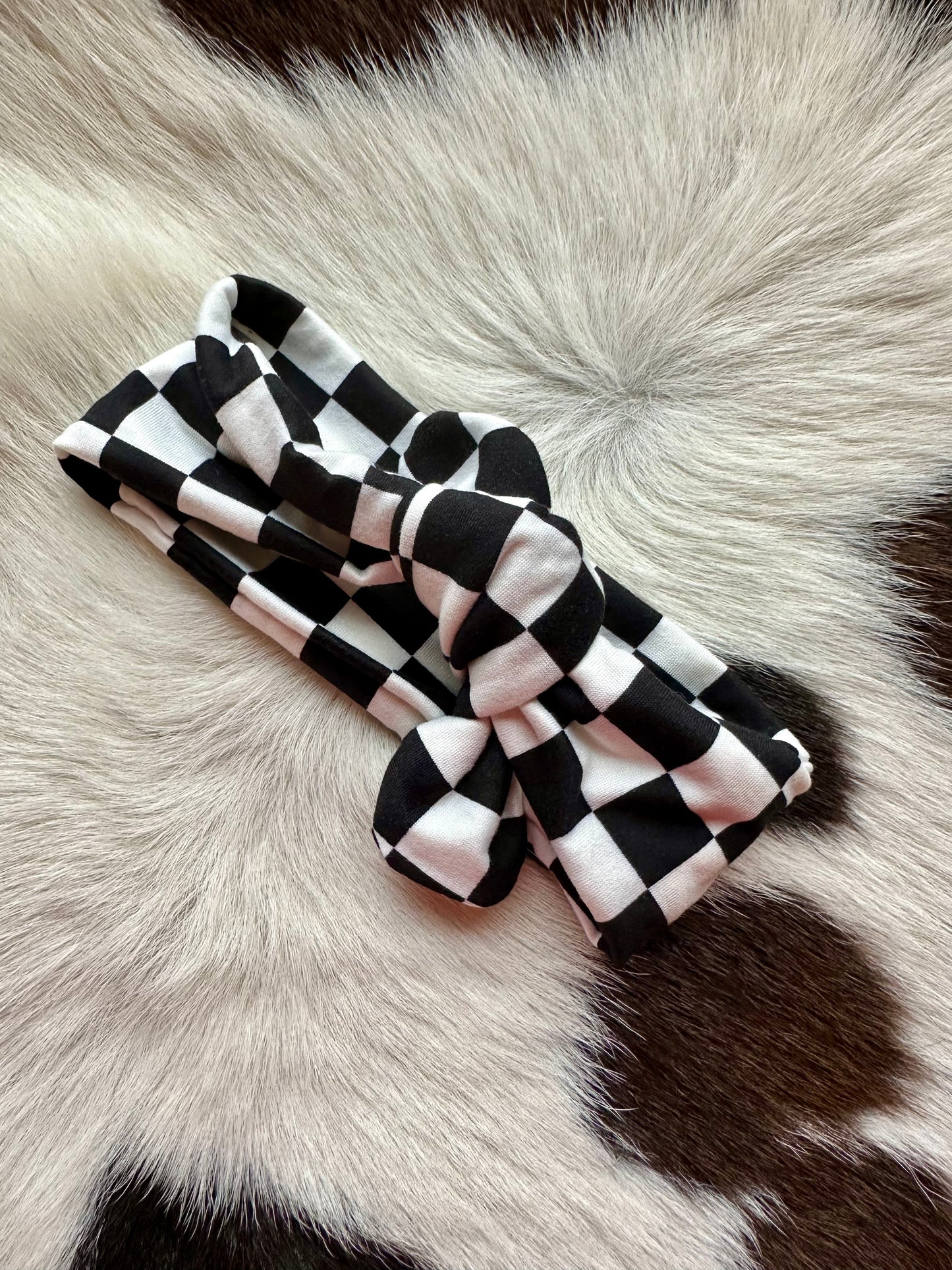 Knot Bow Headband - Checkered