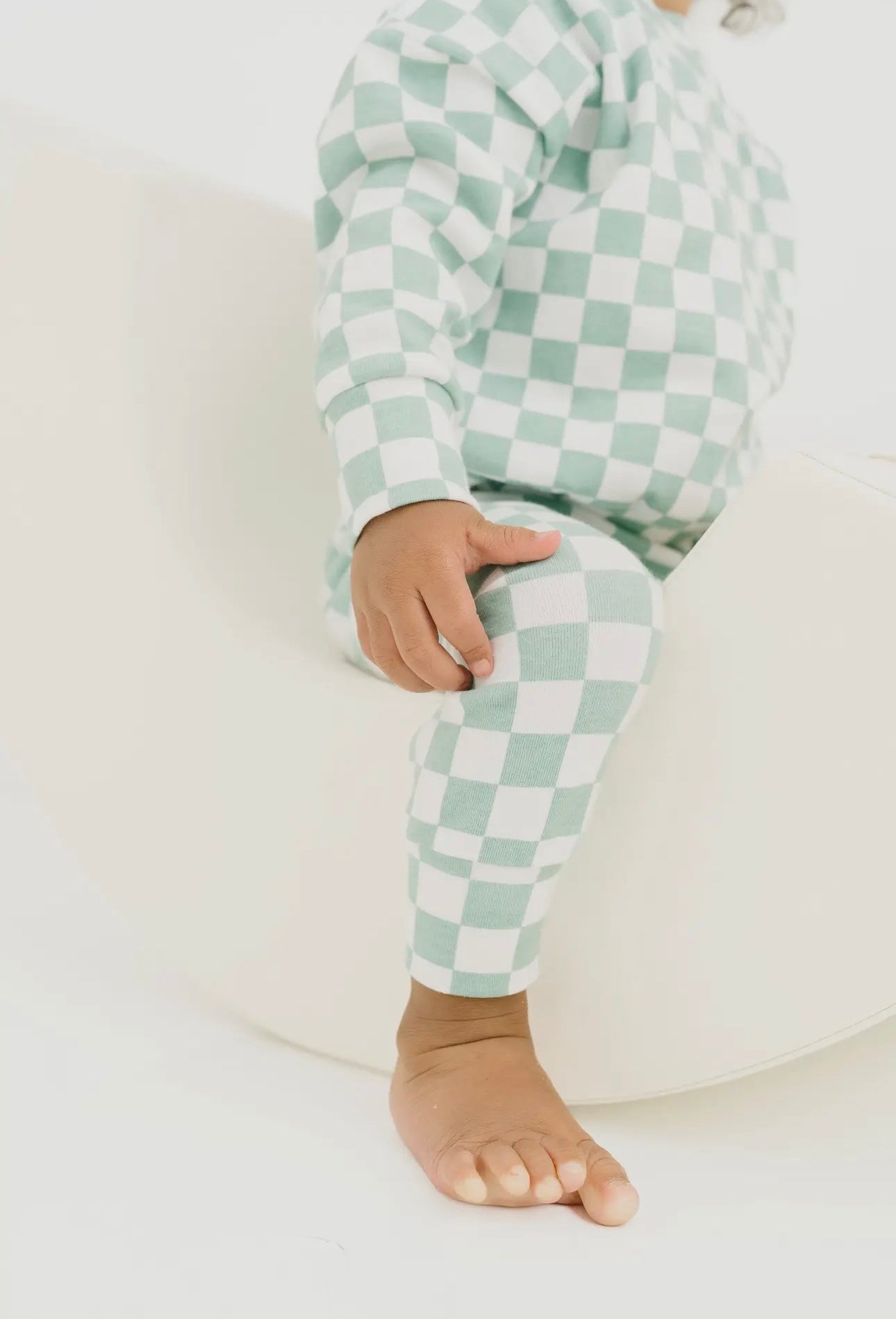 Seafoam Checkered Crewneck Set
