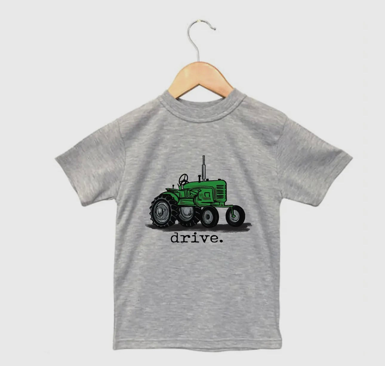 "Drive" Green Tractor Toddler Beige Short Sleeve