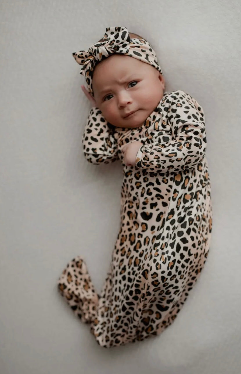 Leopard Knotted Gown & Bow