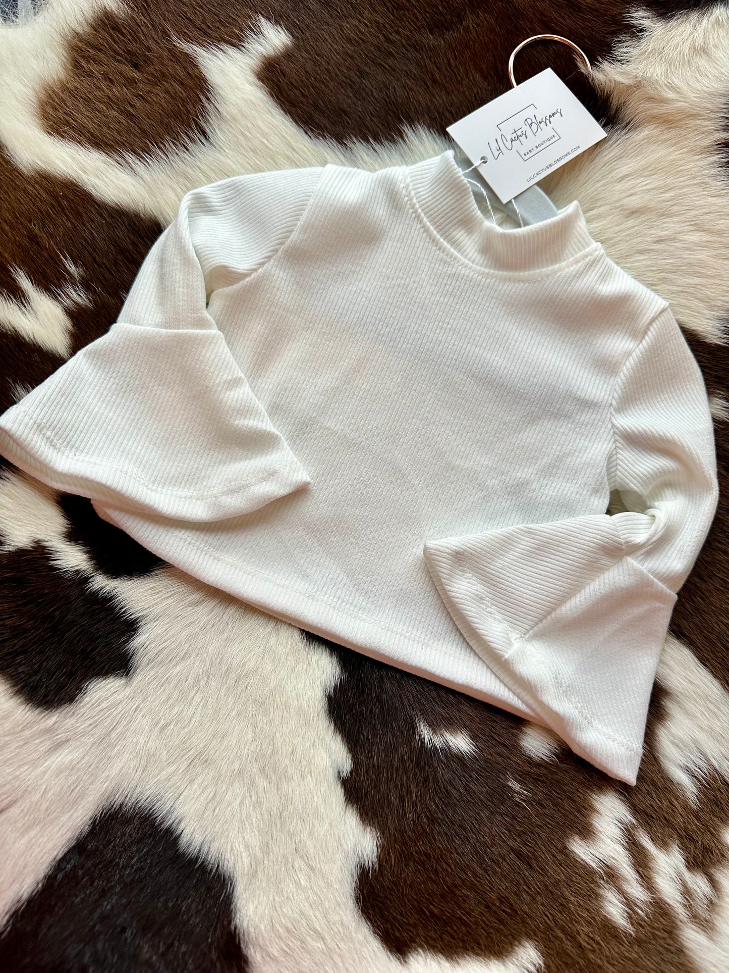 Joni Bell Sleeve Top - Ivory Rib