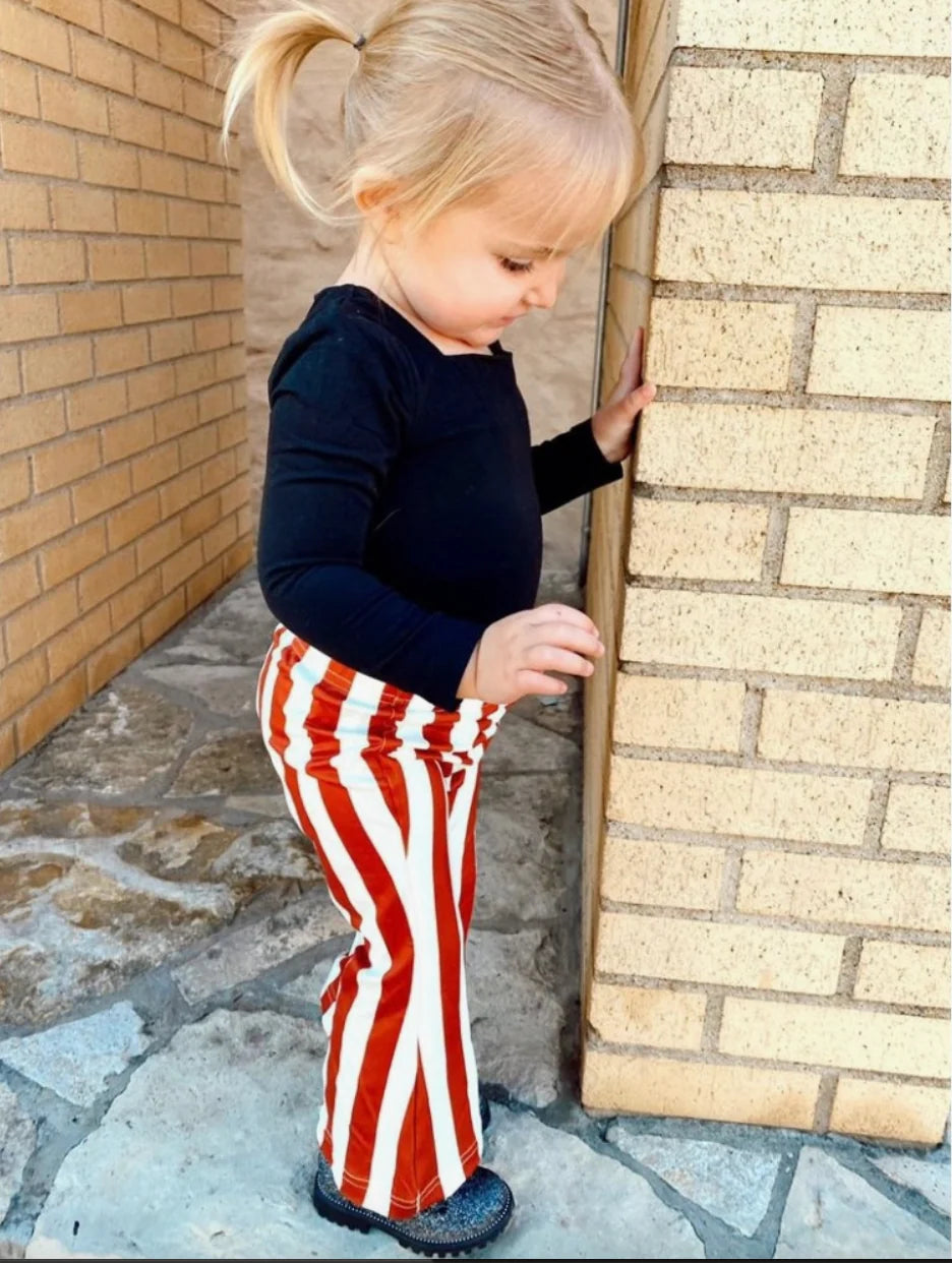 Boho Bell Bottoms - Russet Orange & White Stripe