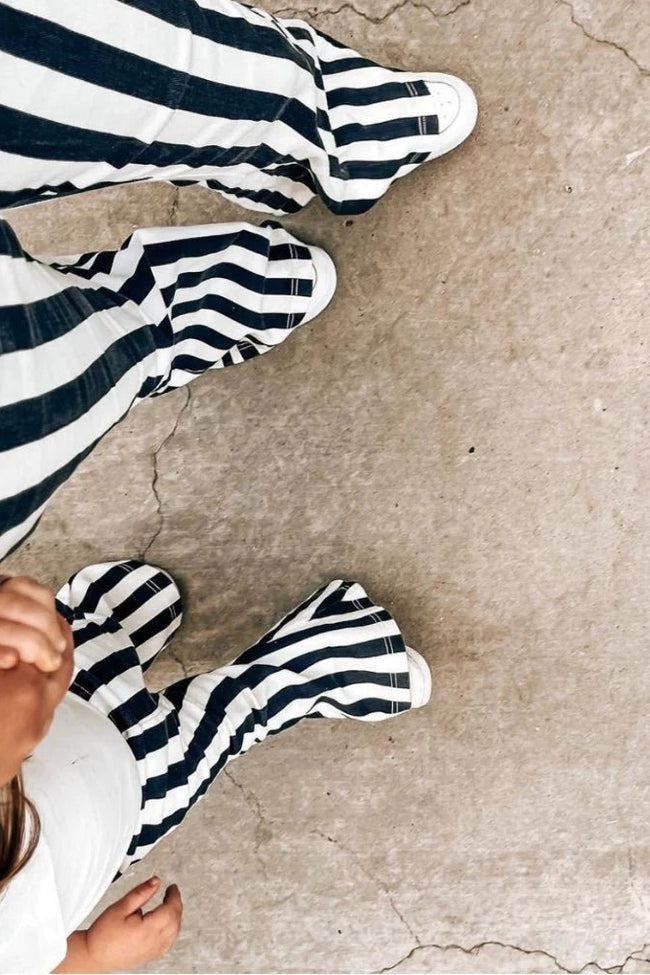 Boho Denim Bell Bottoms - Navy & White Stripe