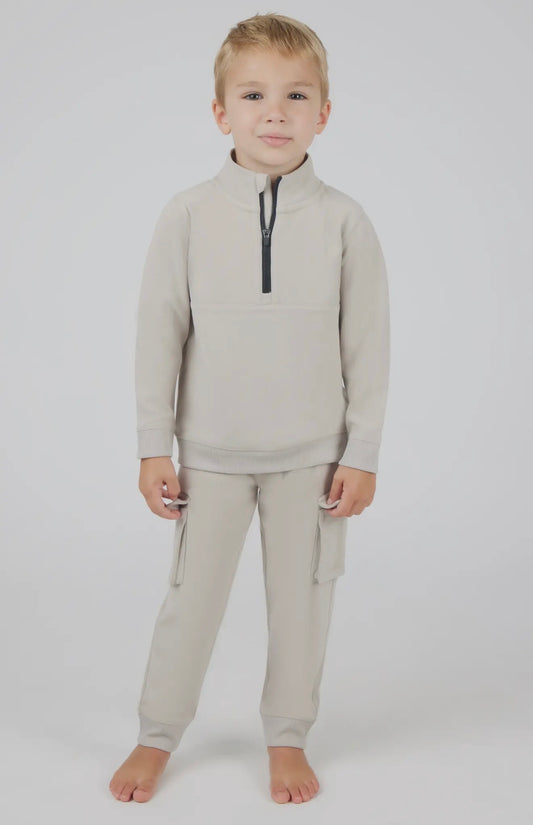 Toddler Boys Melange Fleece Half Zip & Jogger - Satellite