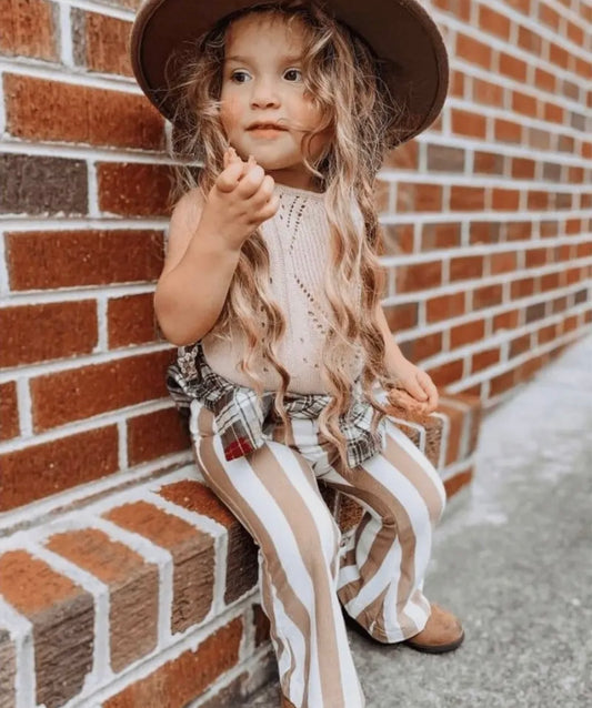 Boho Bell Bottoms - Tan Stripes
