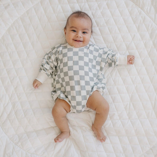 Gray Checkered Romper