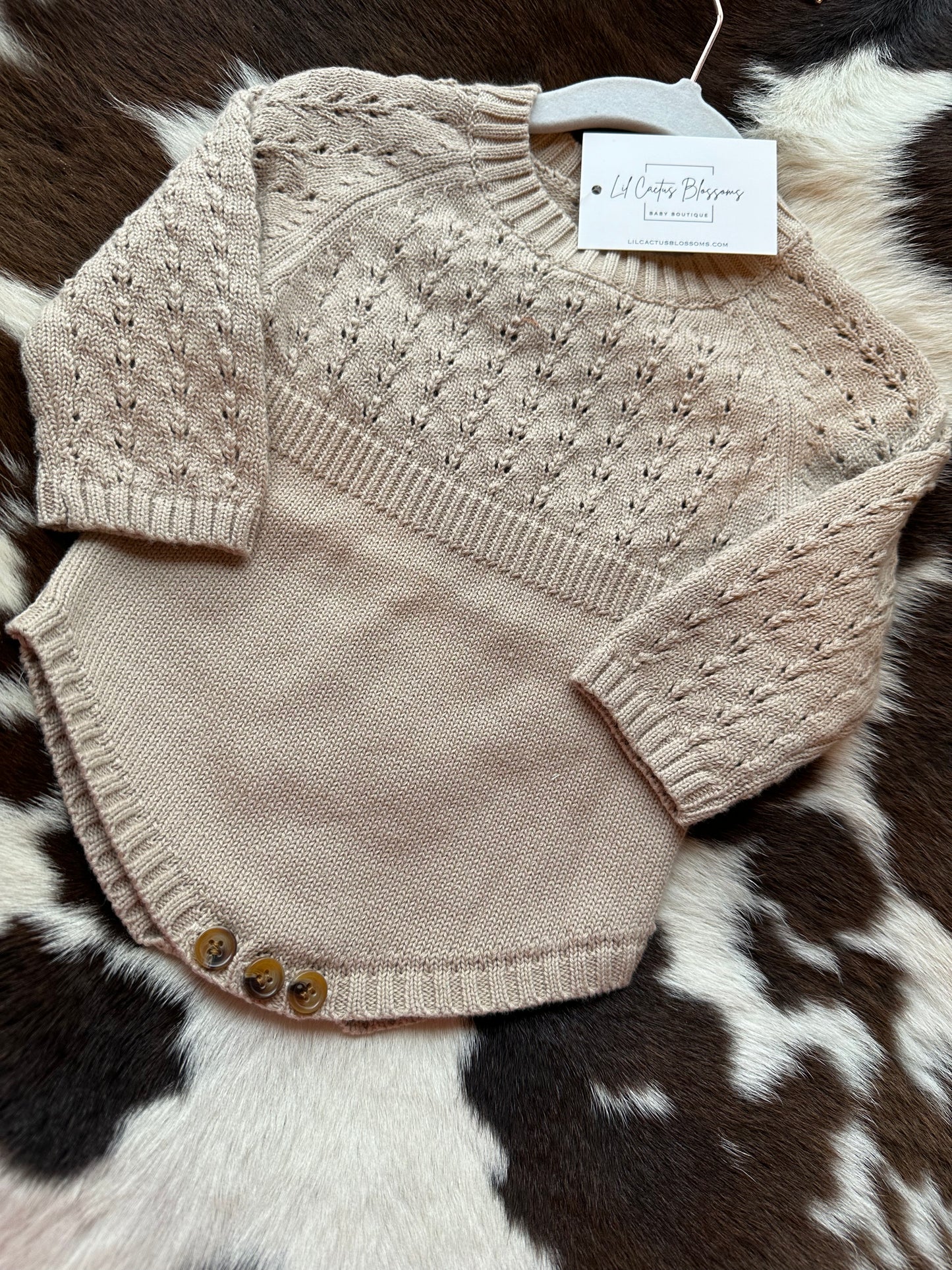 Baby Knit Sweater Romper in Beige