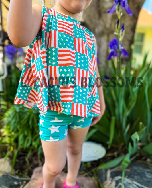 Patriotic Patchwork Swing Tank & Biker Short Set