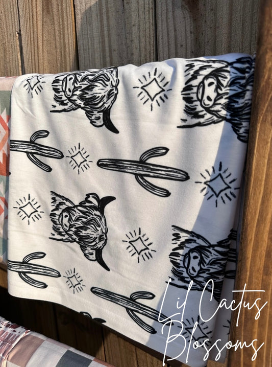 Black and White Highland Cactus Swaddle